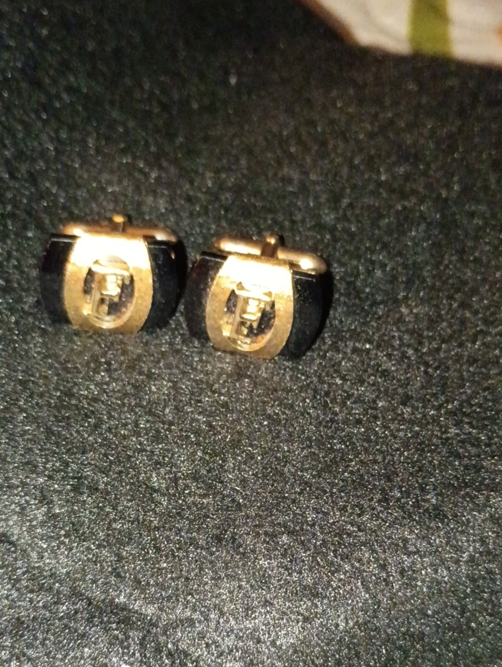SWANK Gold and Black Enamel Cufflinks